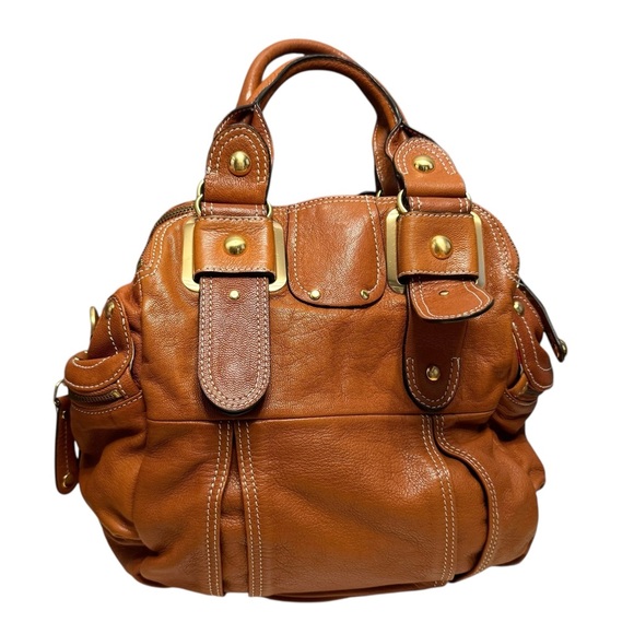 Hype Brown Supple Thick Leather Pleated Slouchy Hobo Handbag Large - Picture 1 of 14
